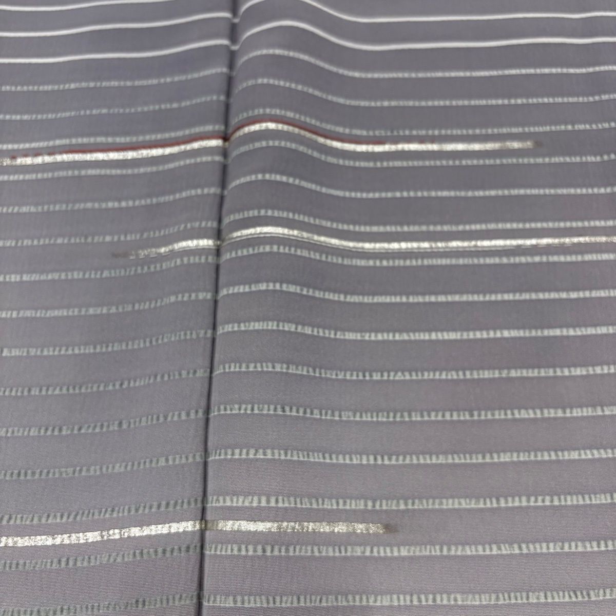  訪問着 身丈161 cm 裄丈66 M 袷 横縞 霞 銀彩 ぼかし 灰紫 正絹 訪問着 付け下げ 着物