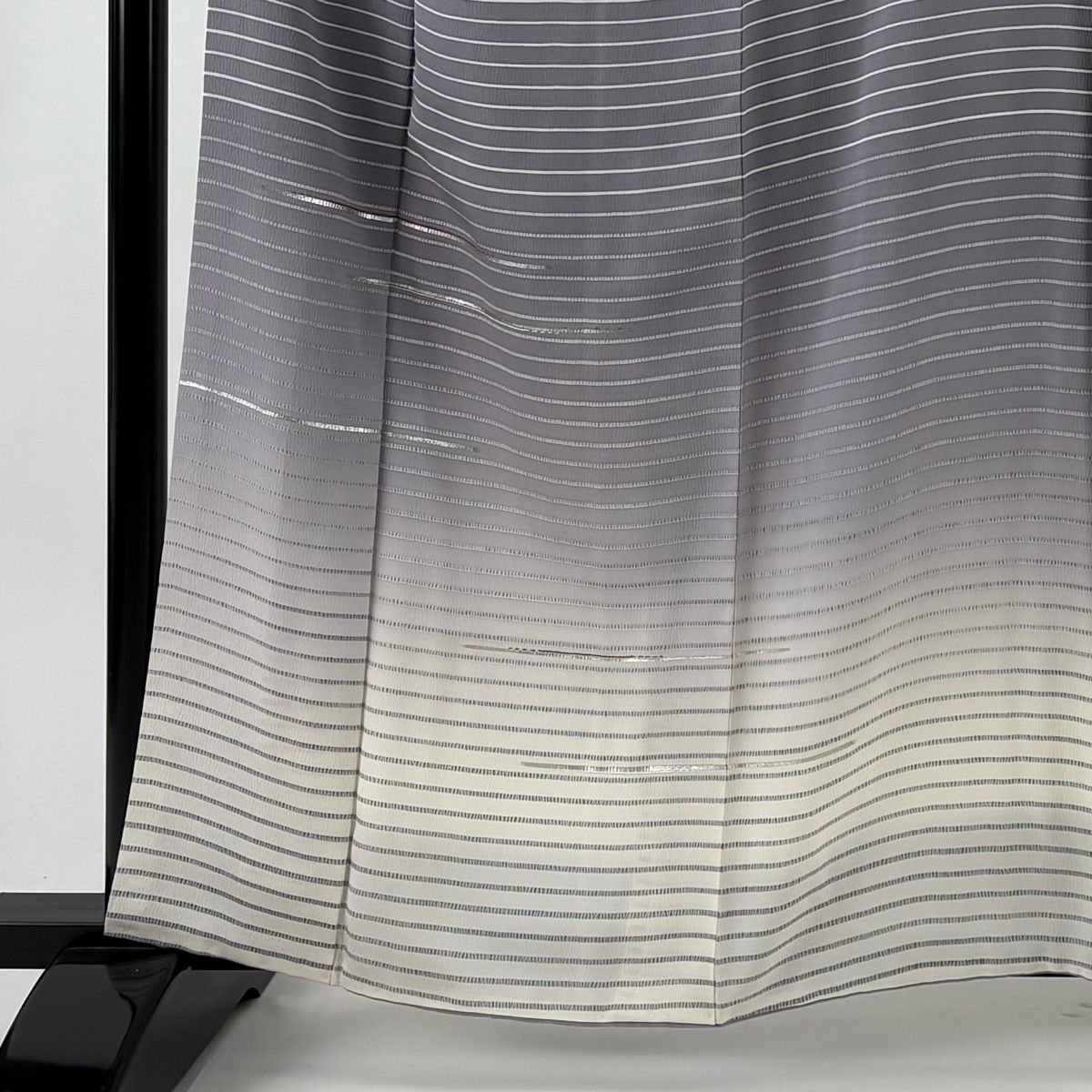 訪問着 身丈161 cm 裄丈66 M 袷 横縞 霞 銀彩 ぼかし 灰紫 正絹 名品