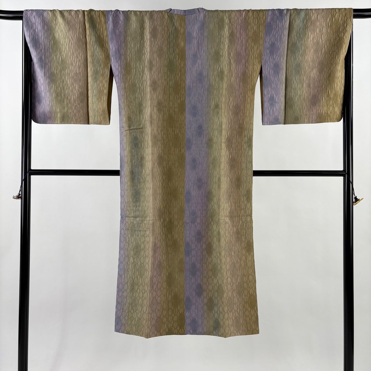 道行 身丈132 cm 裄丈68 L 和装コート 角衿 幾何学模様 ぼかし 薄紫 正絹 名品