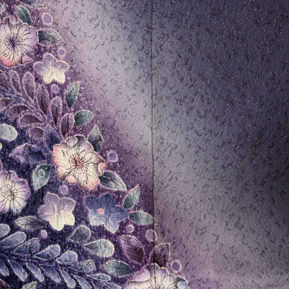  振袖 身丈163 cm 裄丈67 M 袷 鈴乃屋 辻ヶ花 銀通し ぼかし 紫 正絹 名品 振袖 着物