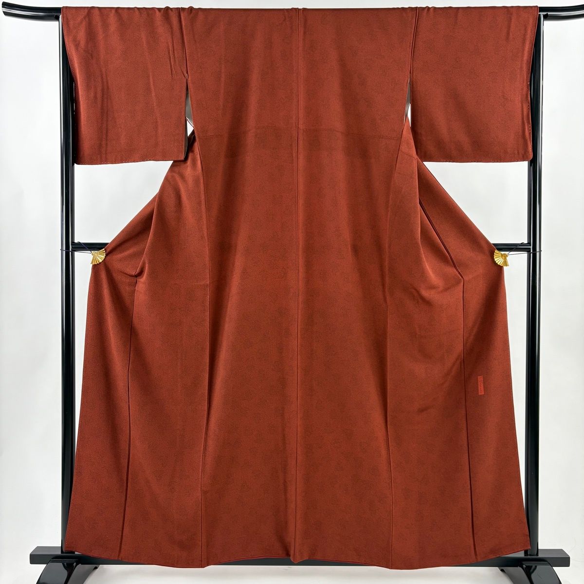 江戸小紋 身丈159 cm 裄丈67 M 袷 人間国宝 中村勇二郎 落款 証紙 雲中供養菩薩 草木染 赤茶 正絹 名品