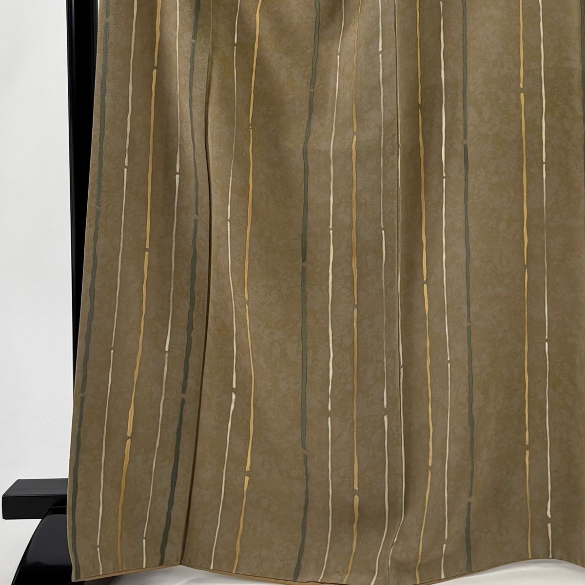 小紋 身丈167 cm 裄丈68 L 袷 縦縞模様 幾何学模様 灰緑 正絹 名品