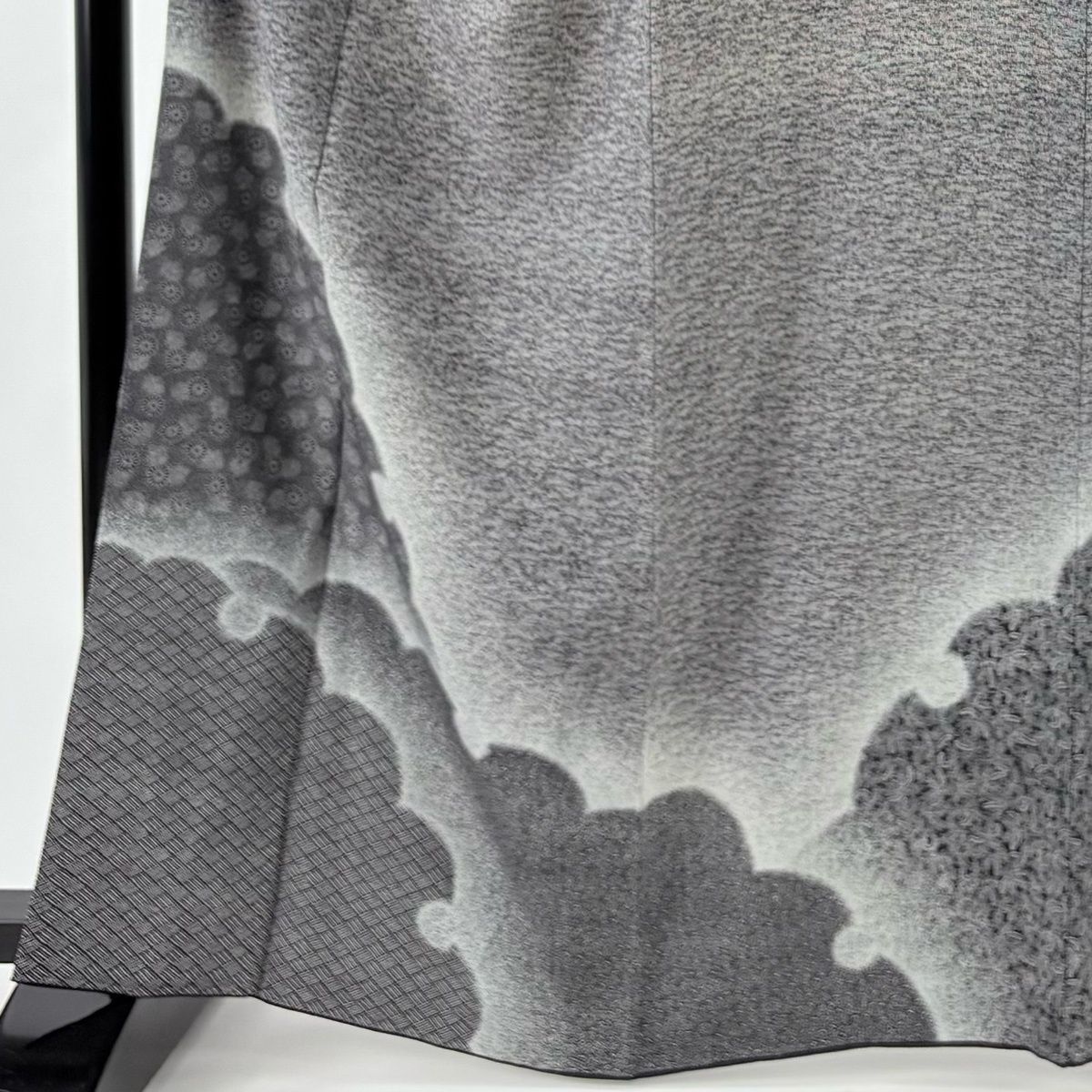 訪問着 身丈164.5 cm 裄丈66.5 M 袷 落款 雪輪 花 ぼかし 黒灰 正絹 名品