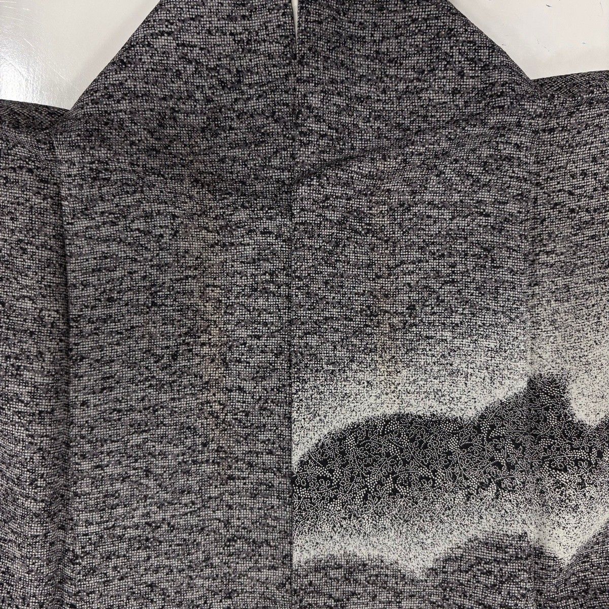  訪問着 身丈164.5 cm 裄丈66.5 M 袷 落款 雪輪 花 ぼかし 黒灰 正絹 訪問着 付け下げ 着物