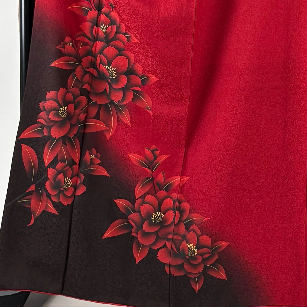 振袖 身丈167 cm 裄丈71 L 袷 袋帯フルセット 草花 金彩 ぼかし 赤 正絹 秀品