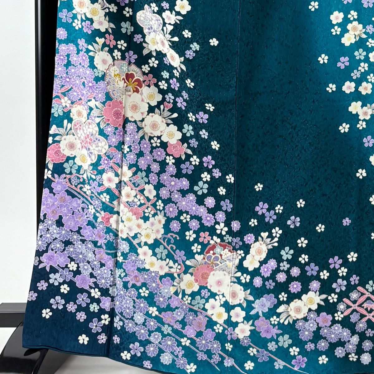 美品】 振袖 身丈169cm 裄丈67.5cm L 袷 袋帯フルセット 桜 雪輪 金