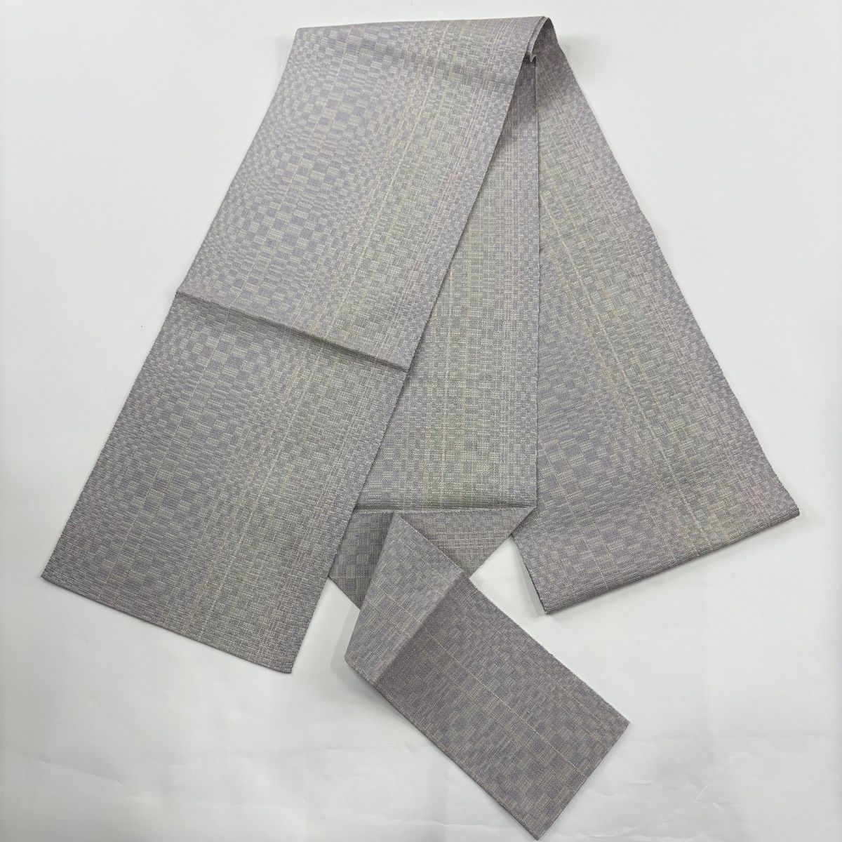 紬 身丈163cm 裄丈67.5cm L 袷 名古屋帯セット 幾何学 焦茶色 正絹 秀