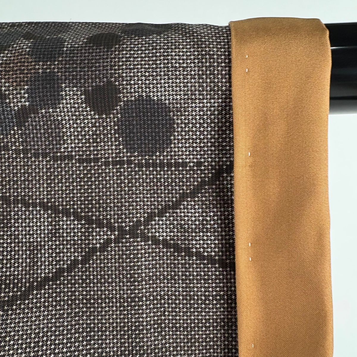 紬 身丈163cm 裄丈67.5cm L 袷 名古屋帯セット 幾何学 焦茶色 正絹 秀