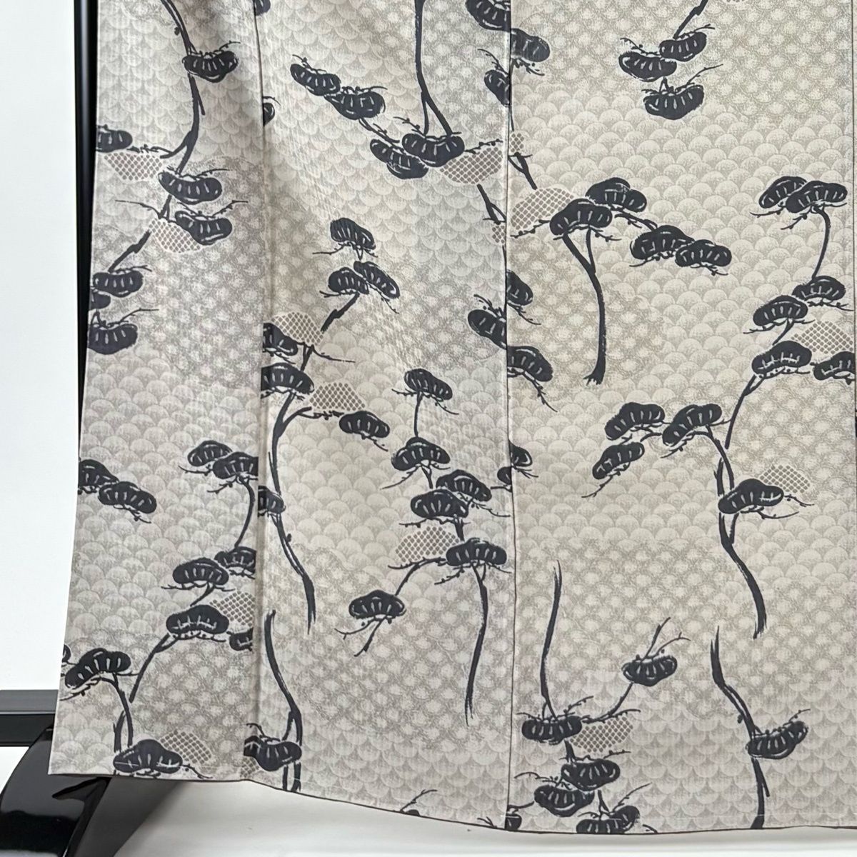 小紋 身丈167 cm 裄丈66.5 M 袷 名古屋帯セット 松 灰茶 正絹 秀品