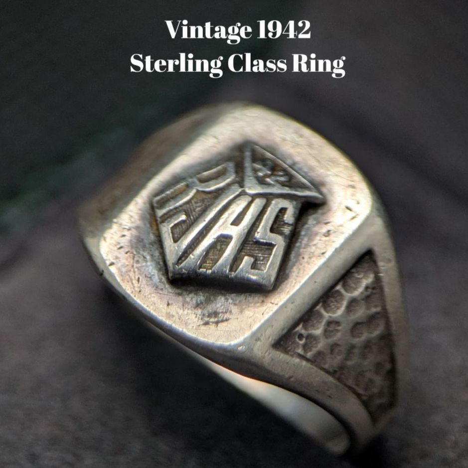 USA アメリカ製 1942年 RJHS スターリングシルバー925 ヴィンテージ カレッジ クラスリング STERLING 刻印