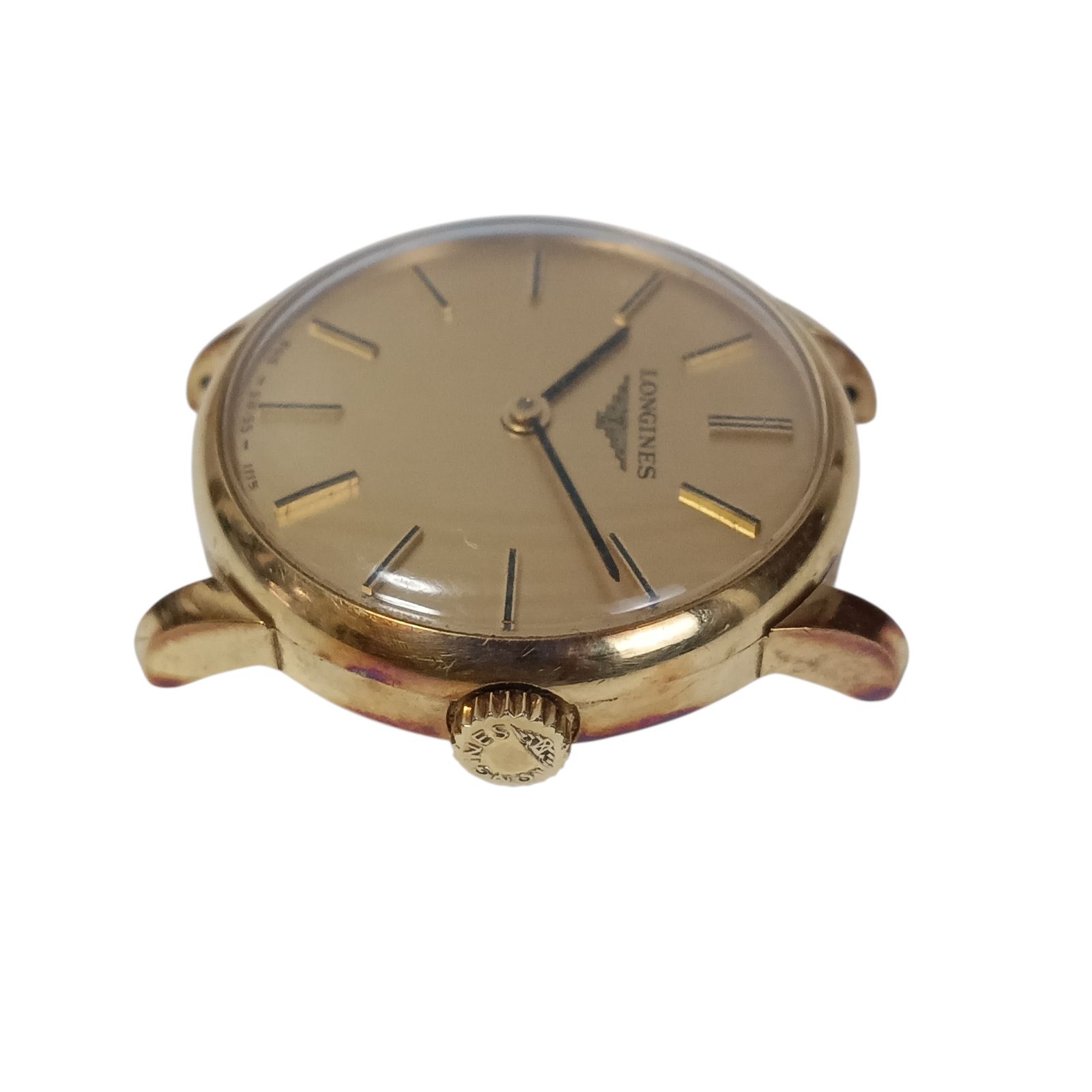  稼働 1207-3 LONGINES ロンジン レディース腕時計 手巻き フェイスのみ ゴールド文字盤 手巻き時計 腕時計(アナログ)