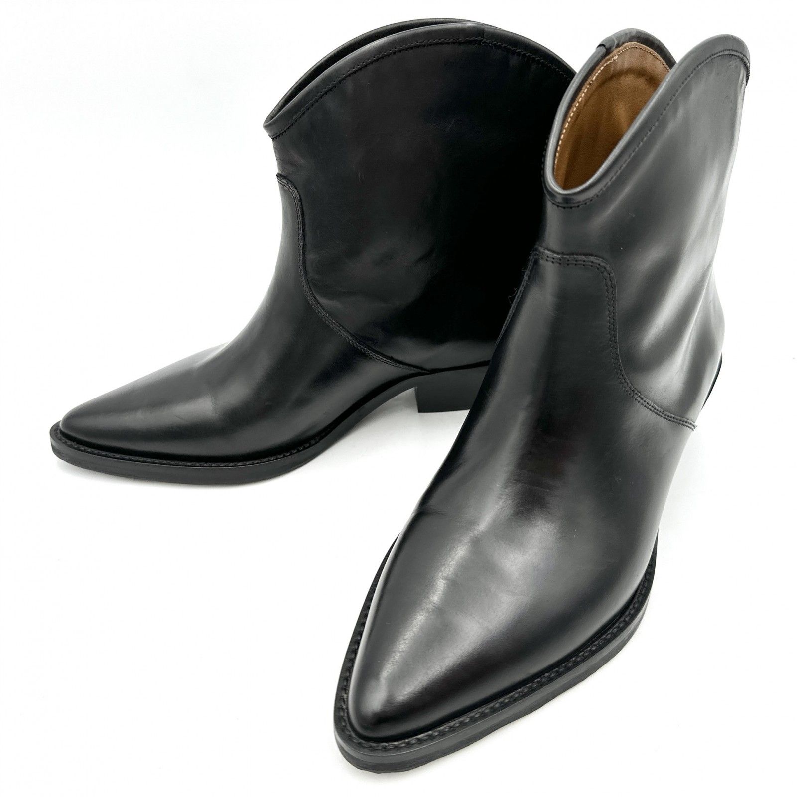 級 9 ショートブーツ 本革 イタリア製 ビブラムソール ポインテッドトゥ ブラック 1747 T