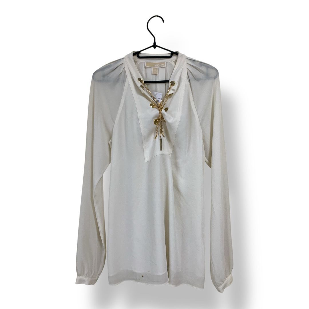 Michael Kors マイケルコース シフォンブラウス アイボリー色 XSサイズ レディーストップス 管理SK 443