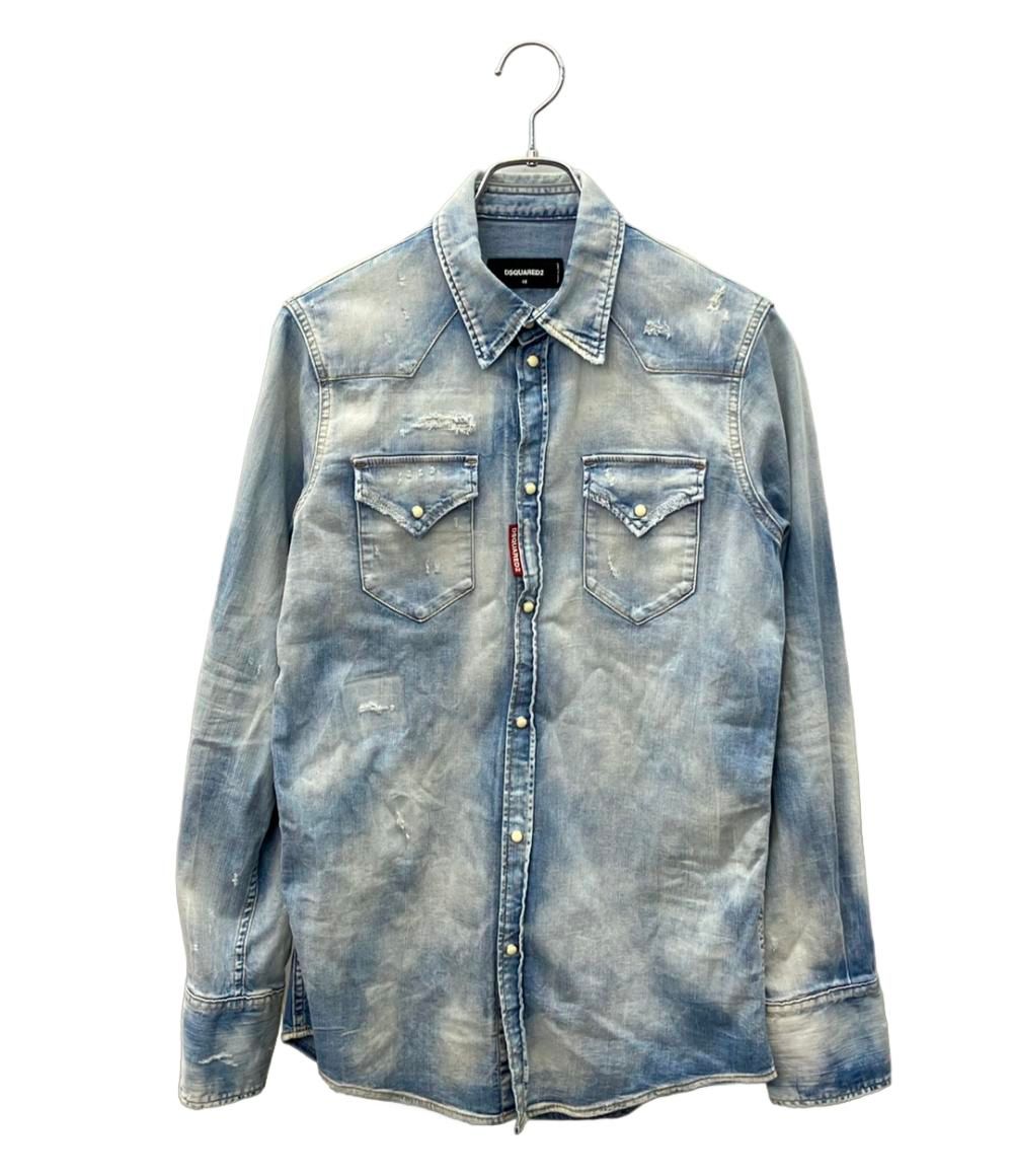 ディースクエアード 長袖 デニムシャツ ダメージ加工 メンズ SIZE 44 S