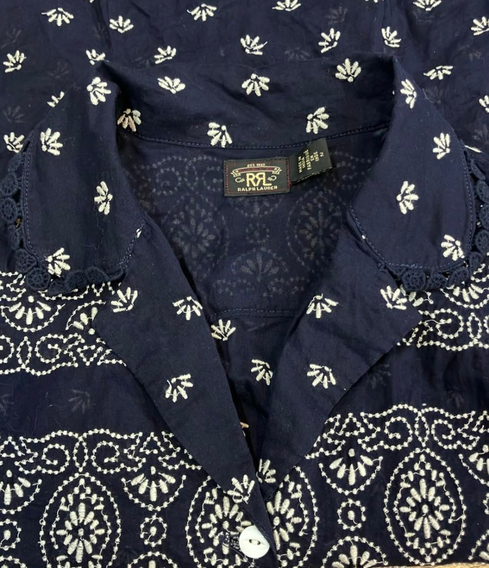 半袖 フローラル刺繍ブラウス