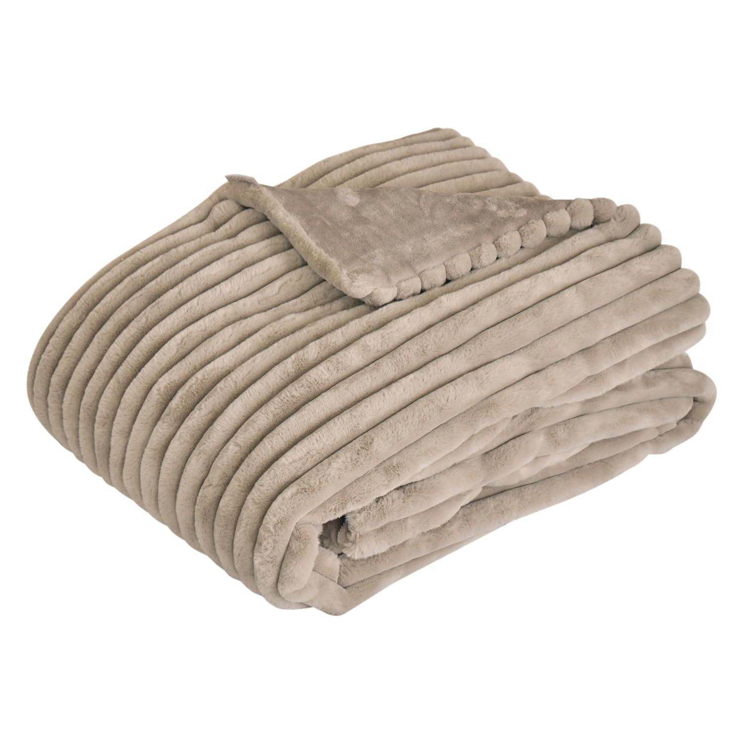 グッズラボ Goods Lab 毛布 ブランケット ふわとろ毛布 ふわもこ毛布 軽量 洗える 合わせ 暖かい あったか エアロゲル 吸湿発熱 静電気防止 防ダニ ストライプ ベージュ シングル cm