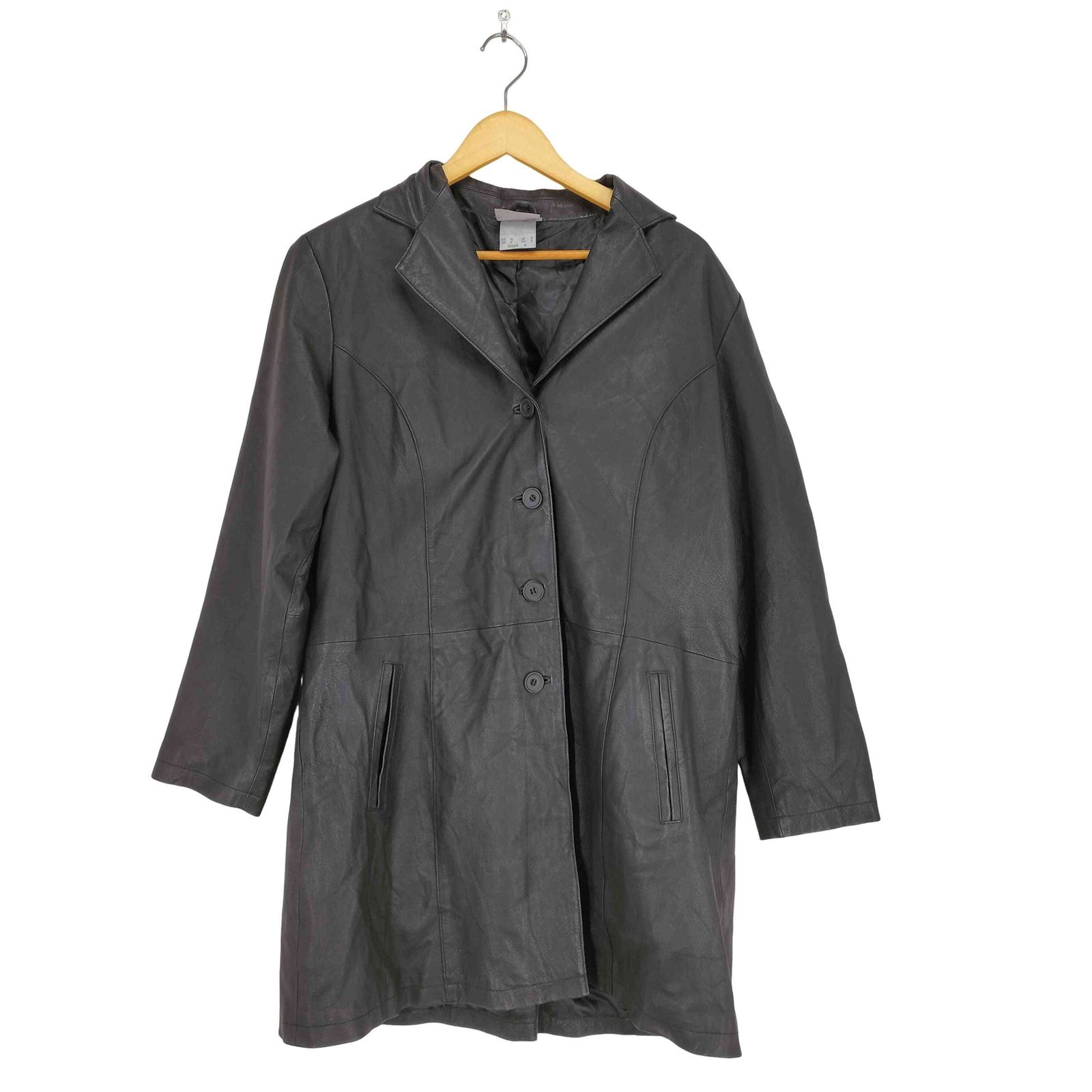 USED古着(ユーズドフルギ) GENUINE LEATHER リアルレザーチェスターコート レディース  46【中古】【ブランド古着バズストア】 ユーズドフルギ USED古着 GENUINE LEATHER リアルレザーチェスター