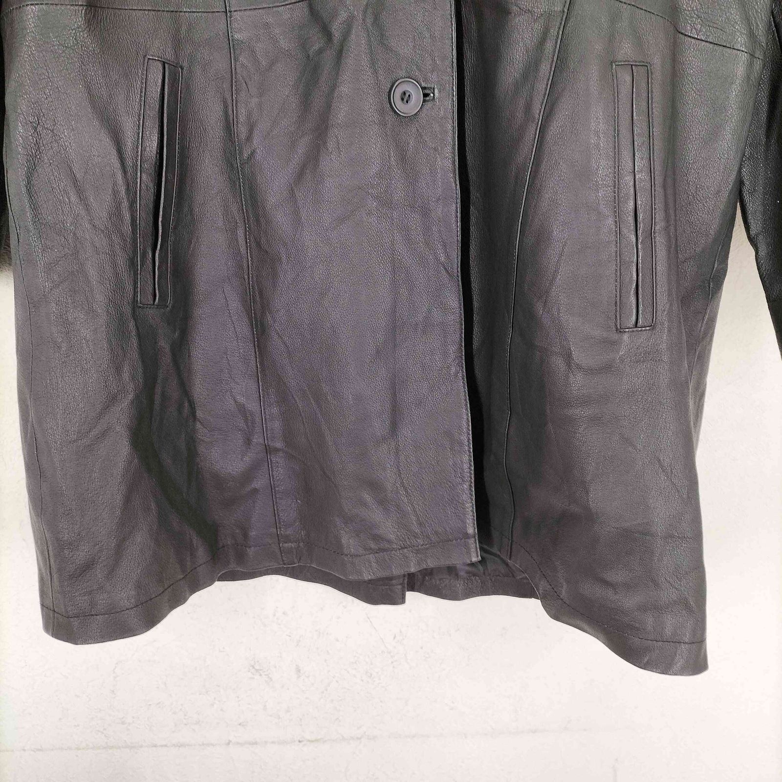 USED古着(ユーズドフルギ) GENUINE LEATHER リアルレザーチェスターコート レディース  46【中古】【ブランド古着バズストア】 ユーズドフルギ USED古着 GENUINE LEATHER リアルレザーチェスター