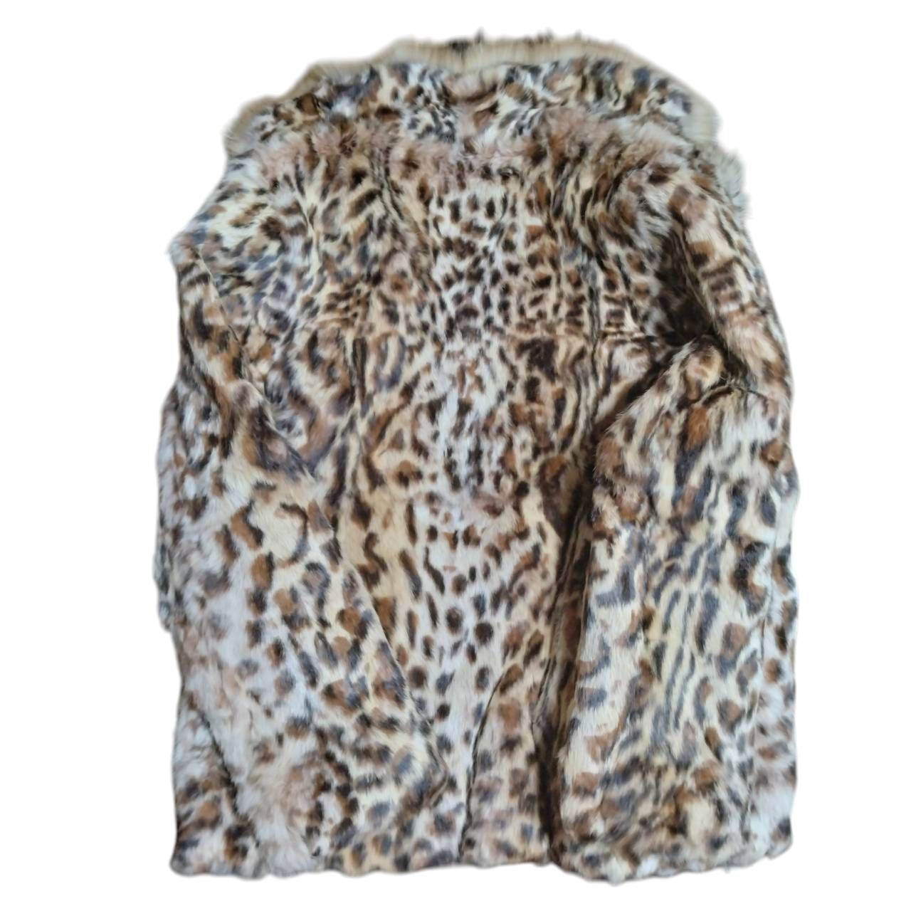 ZM1674 COCON レオパード 毛皮ファーコート スカーフ柄 防寒具