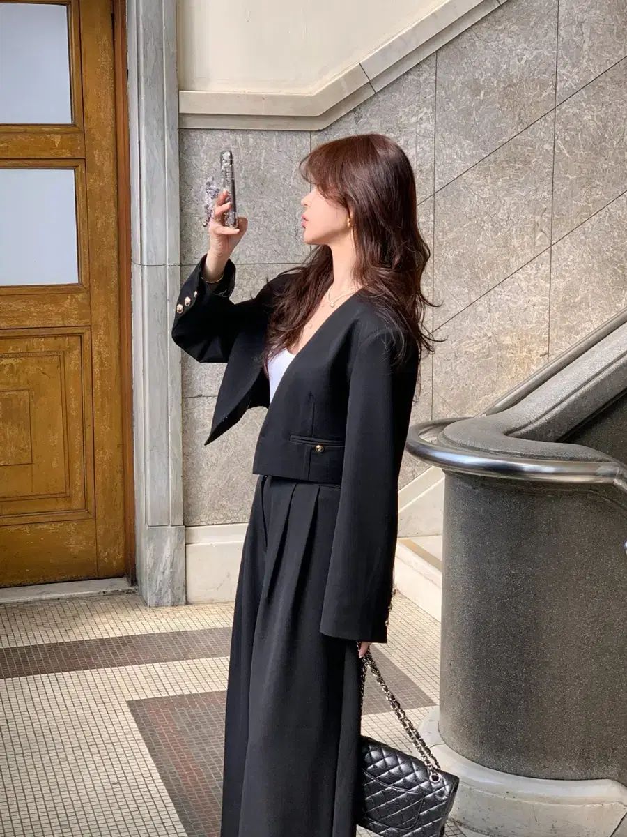 バイシーニ製作 ゴールドジャケット スラックス ブラック V セット