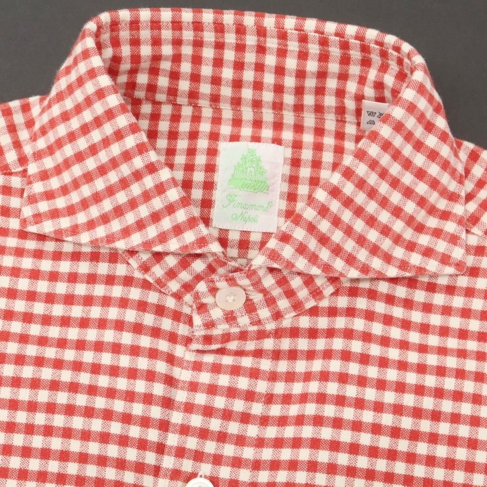 中古】フィナモレ Finamore コットン ギンガムチェック ホリゾンタル