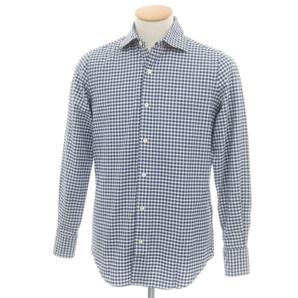 中古】フィナモレ Finamore コットン ギンガムチェック ワイドカラー