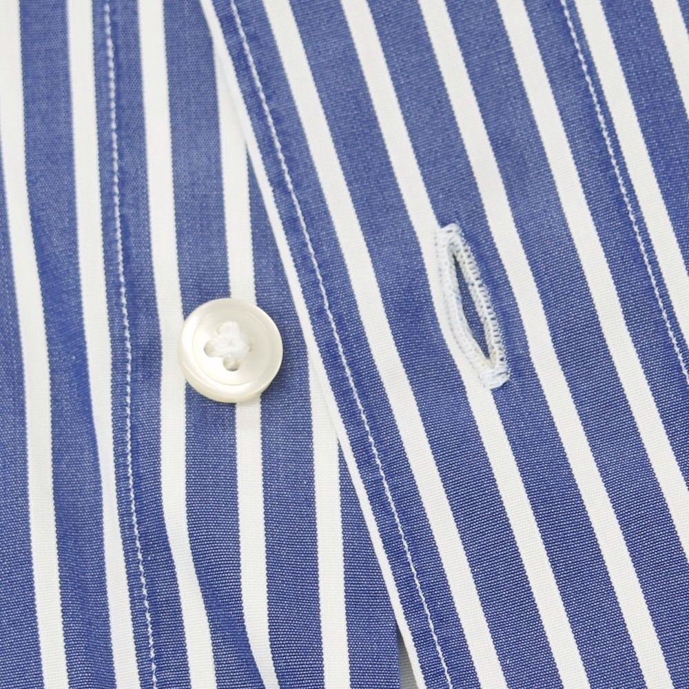 中古】フィナモレ Finamore コットン ストライプ ホリゾンタルカラー