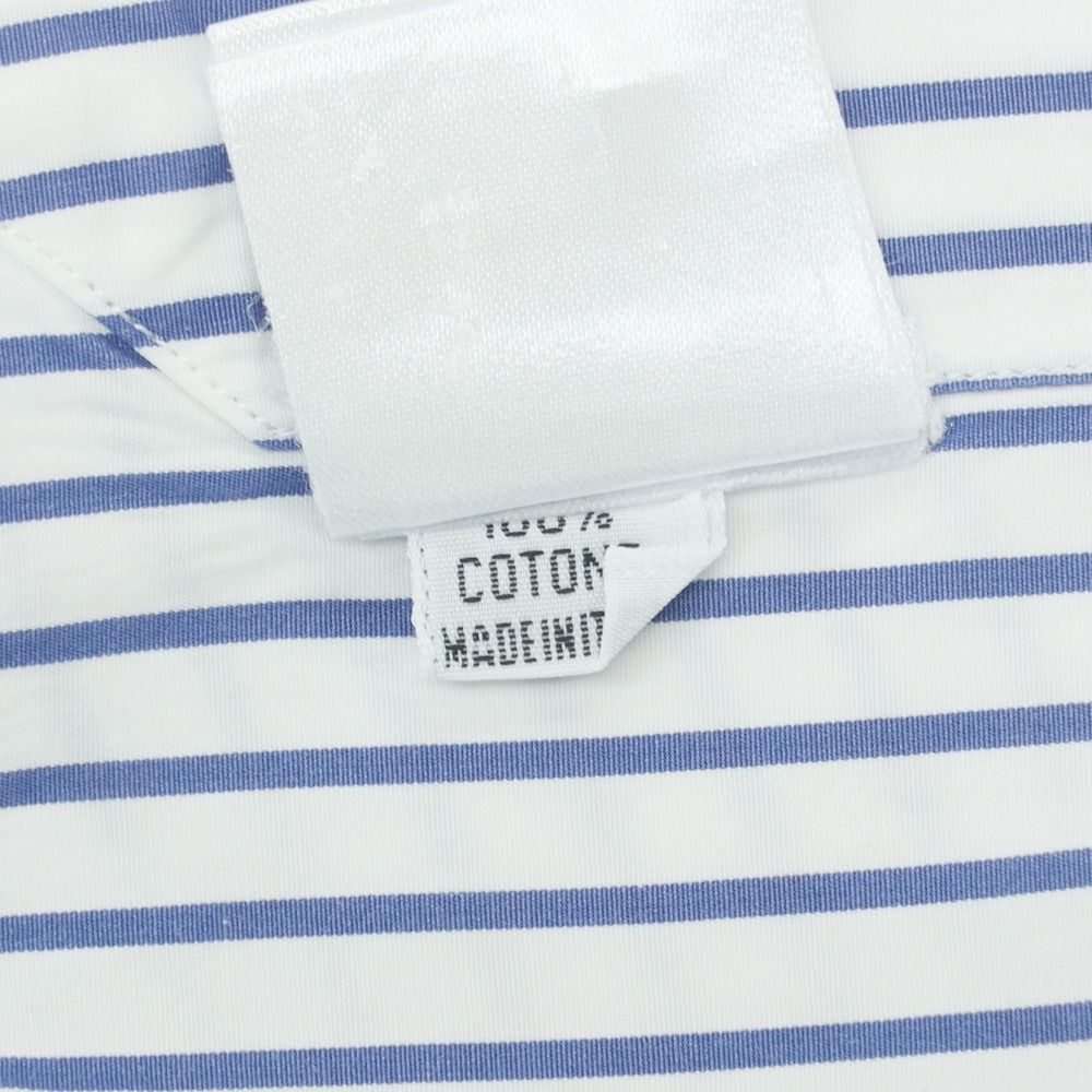 中古】フィナモレ Finamore コットン ストライプ ホリゾンタルカラー