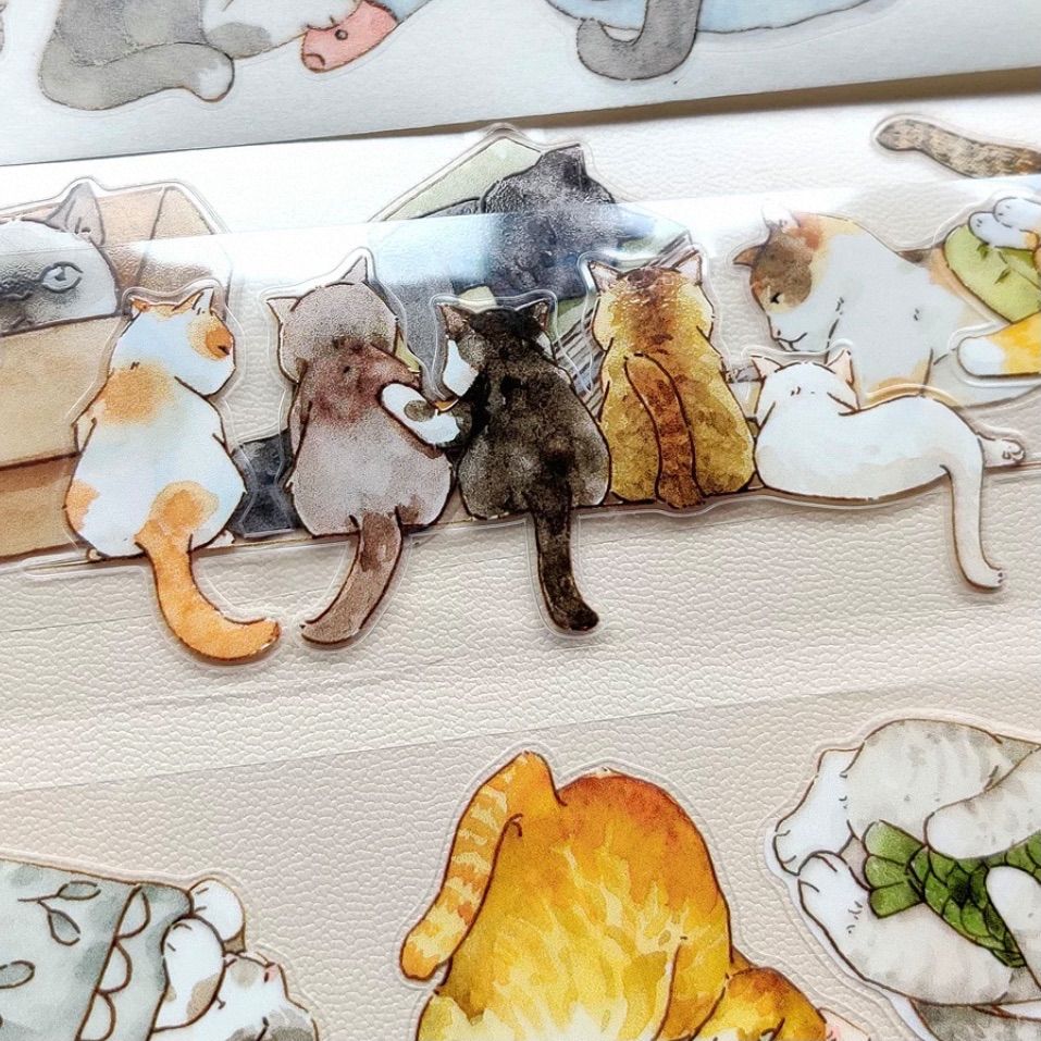  PET 阿喵 4 cm 5 m 166 loop 海外マスキングテープ 海外マステ ネコ マスキングテープ テープ マスキングテープ