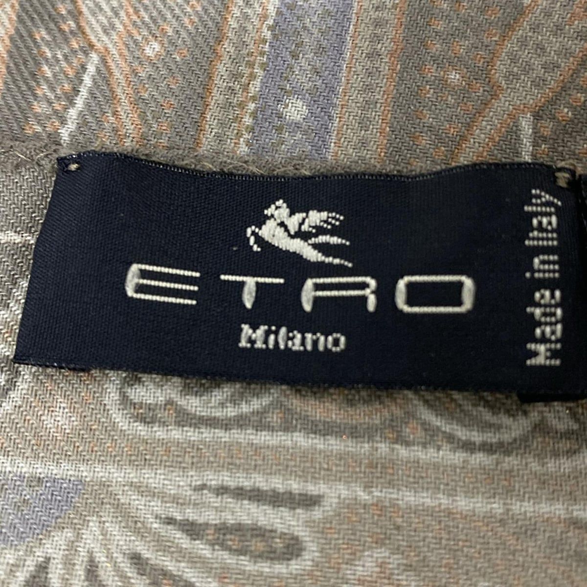 ETRO(エトロ) ストール(ショール)美品 - ベージュ×グレーベージュ