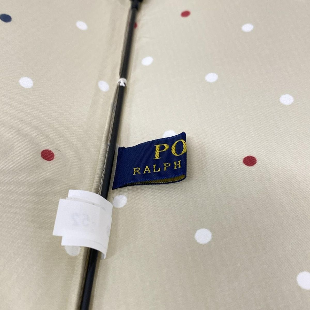 POLObyRalphLauren ポロラルフローレン 折りたたみ傘 ベージュ 白 マルチ ドット柄