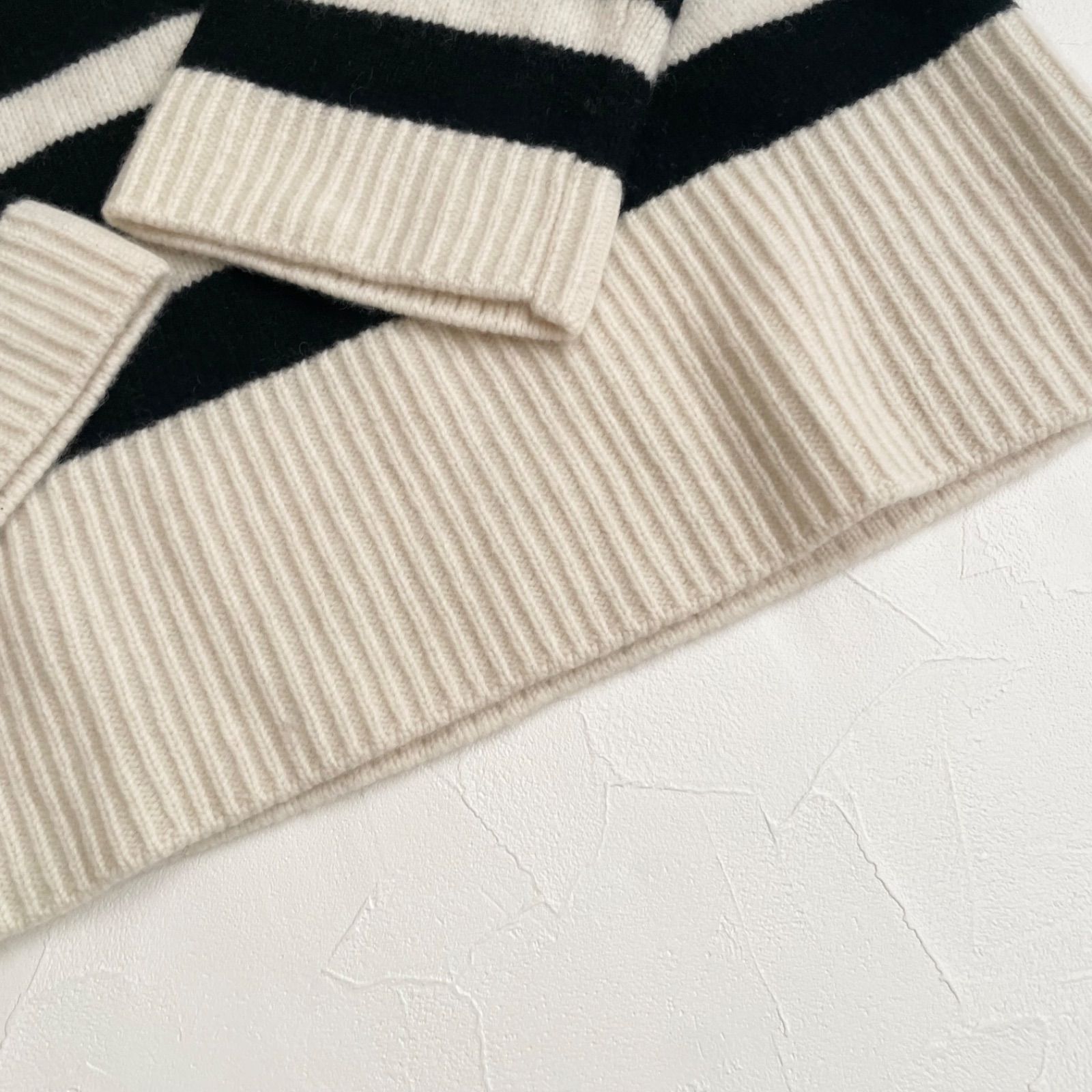 Deuxième Classe／ドゥーズィエムクラス カシミヤ混 ワイドボーダー