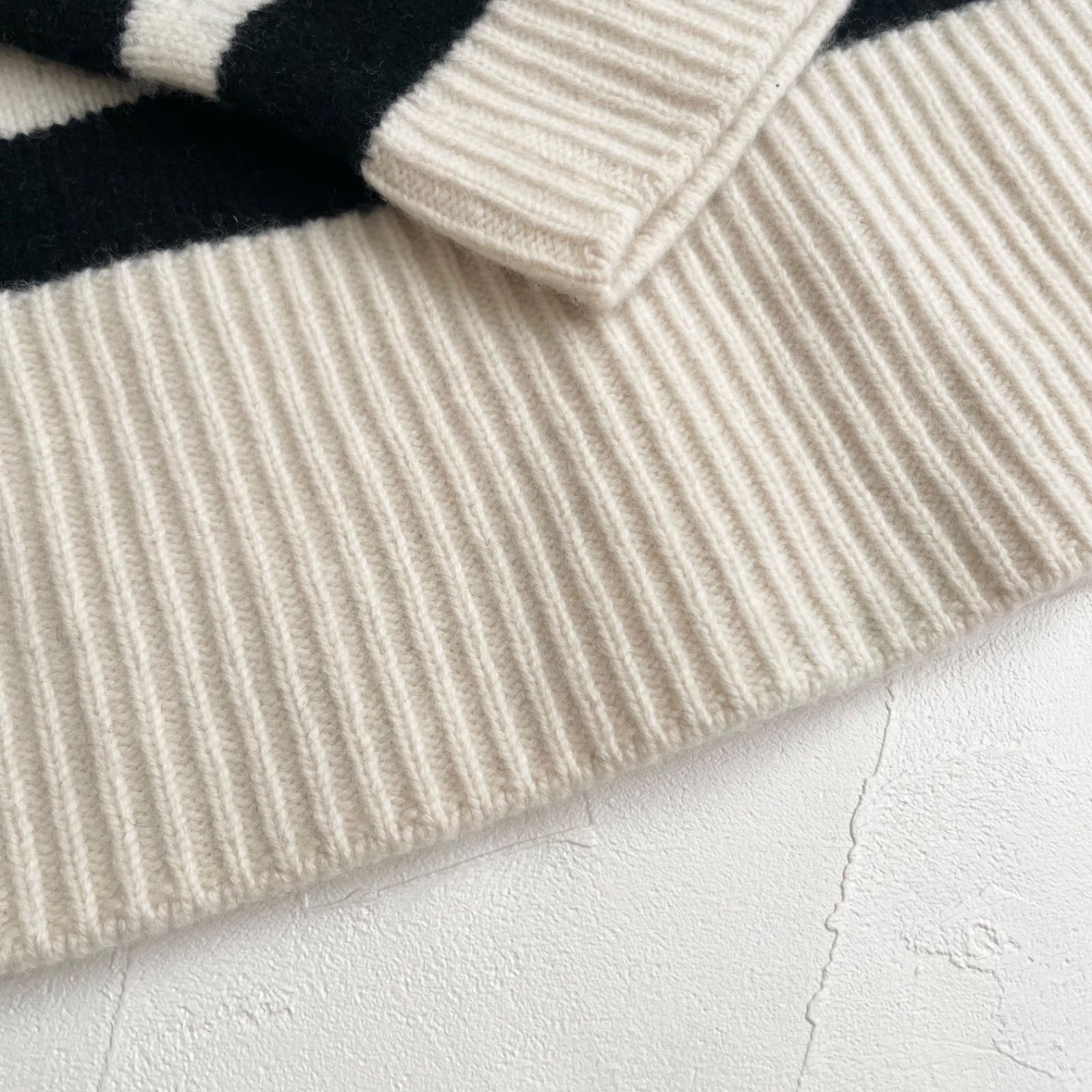 Deuxième Classe／ドゥーズィエムクラス カシミヤ混 ワイドボーダー