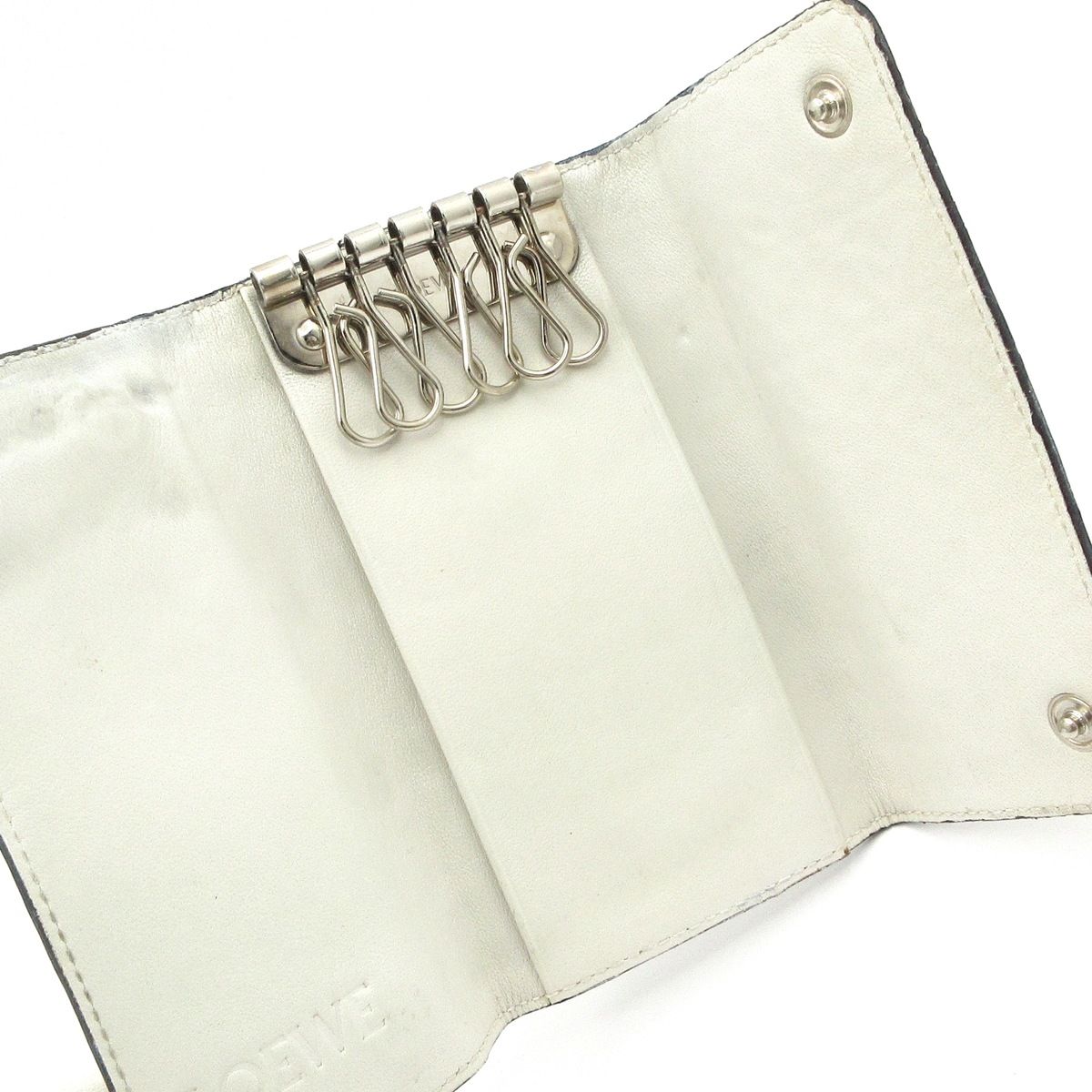 LOEWE(ロエベ) キーケース リピート/アナグラム柄 白 6連フック/型押し