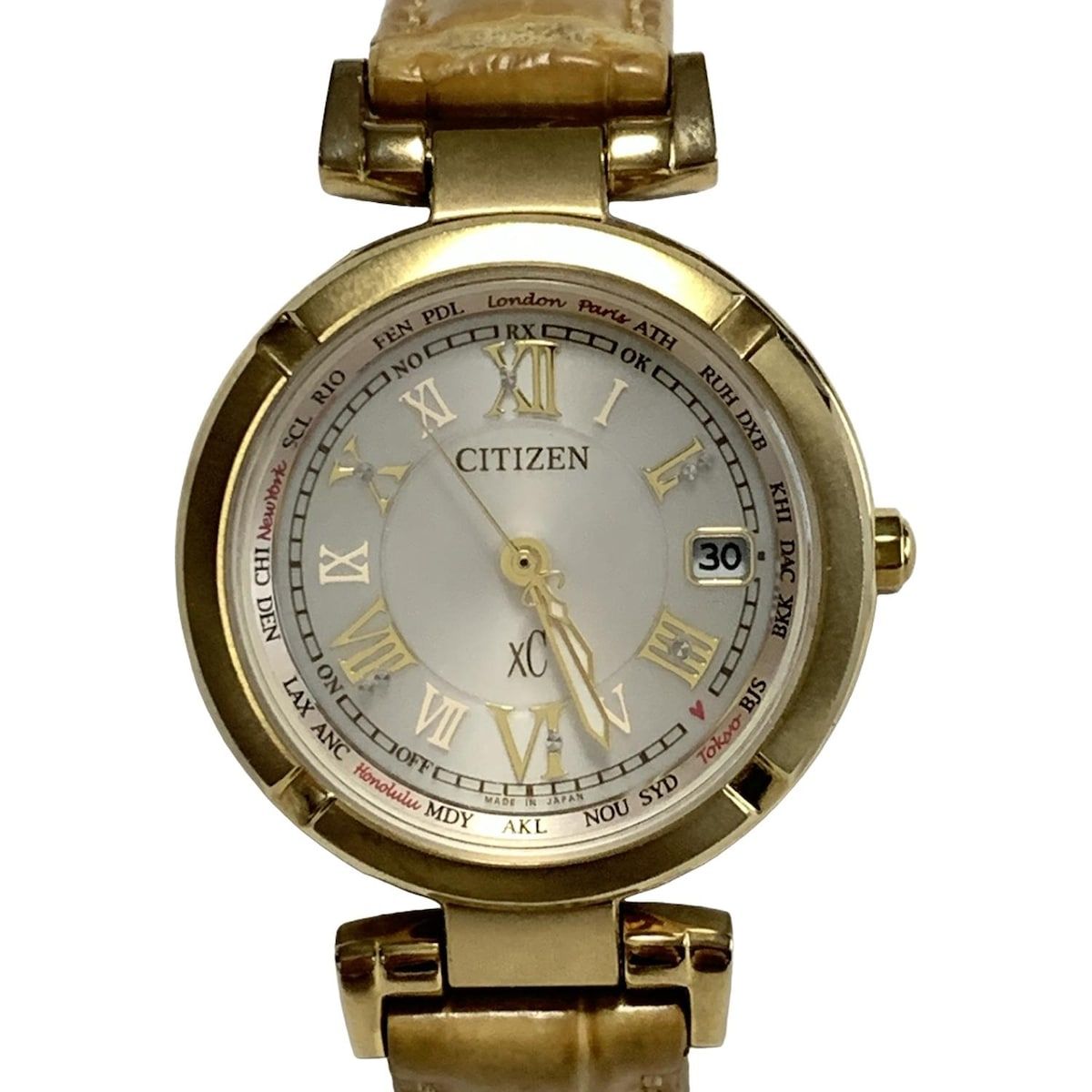 CITIZEN シチズン 腕時計 XC クロスシー H 240-T 021999 レディース 型押し加工 エコドライブ 電波 シルバー