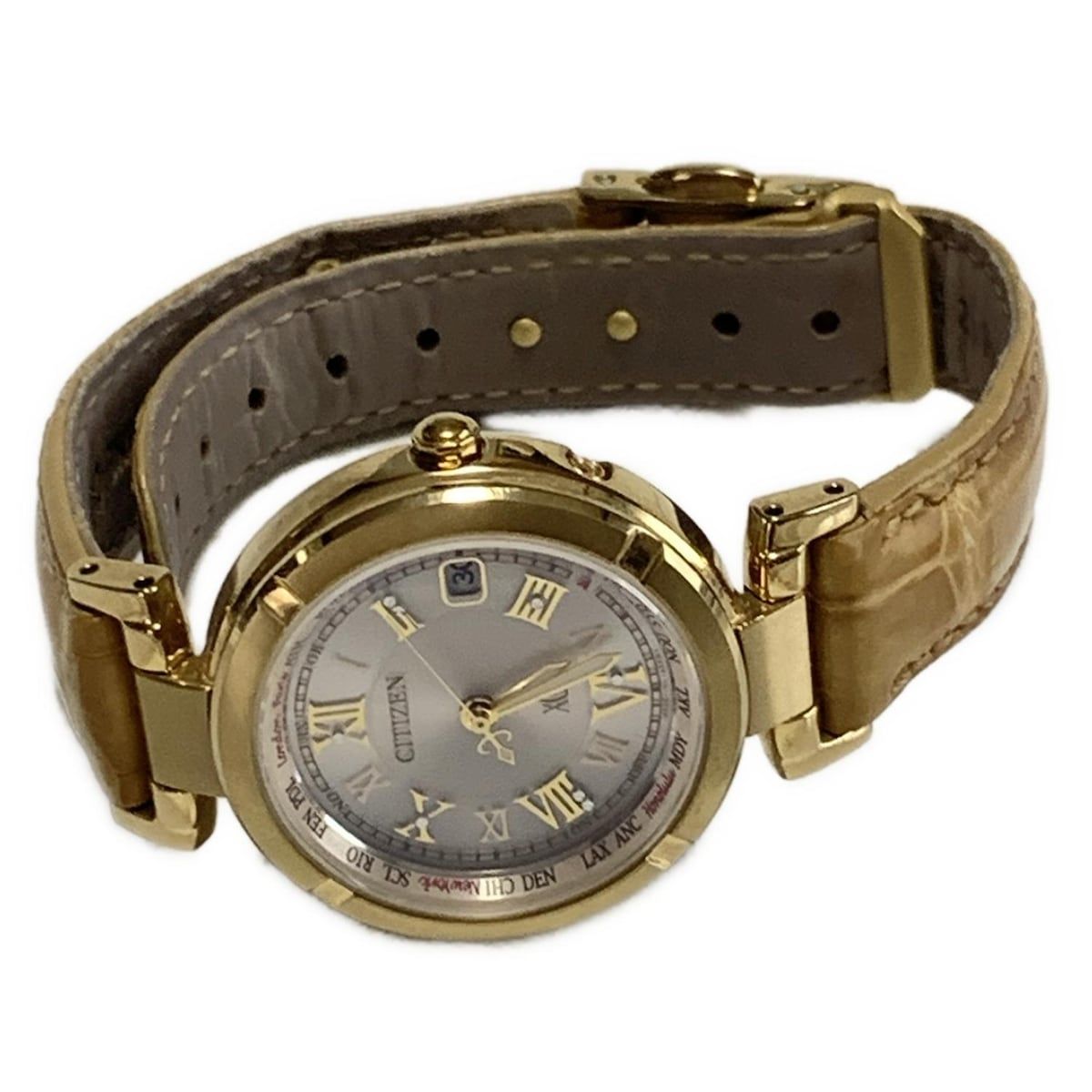 CITIZEN シチズン 腕時計 XC クロスシー H 240-T 021999 レディース 型押し加工 エコドライブ 電波 シルバー