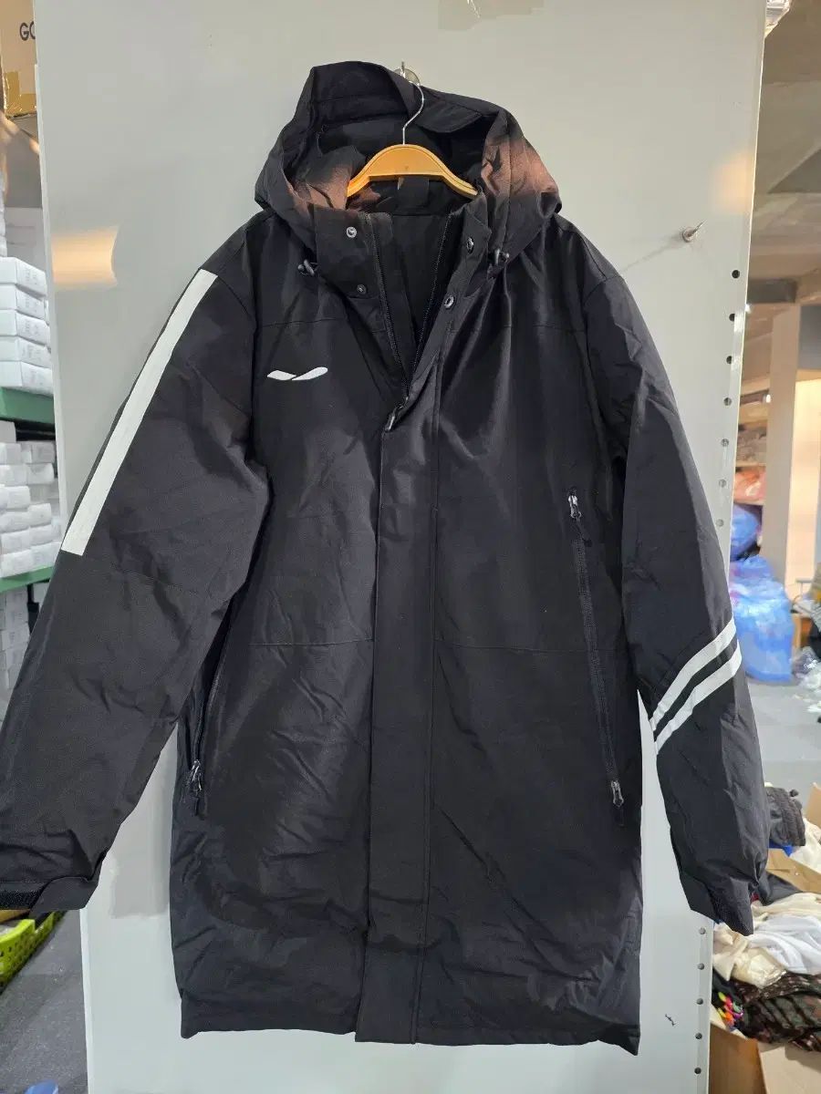 JUNTAS サッカーウエア トップス ブラック ダウンジャケット ロング丈 フード 取り外し ㅡ엠