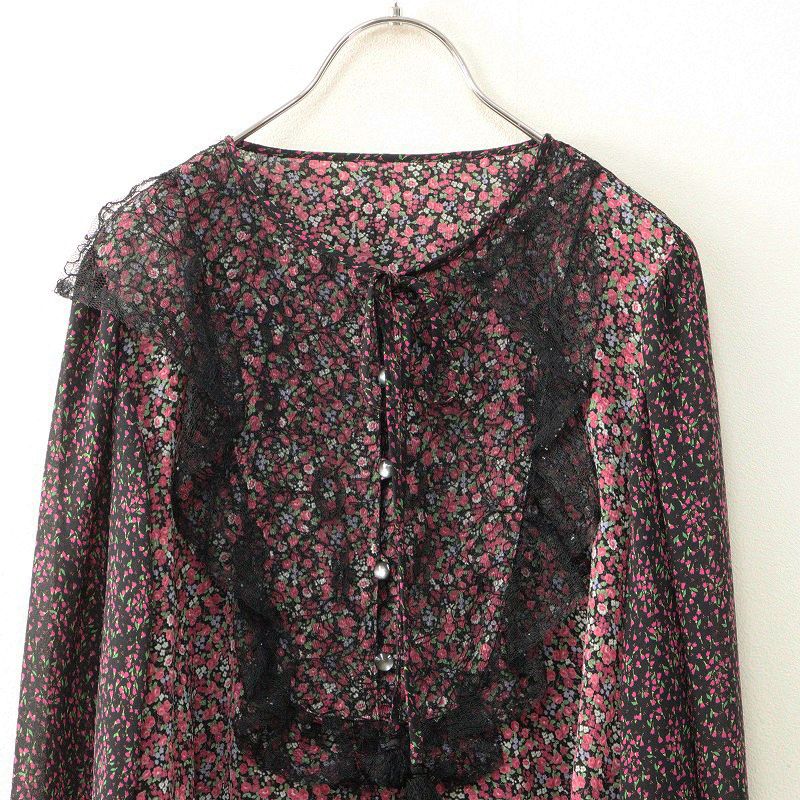 昨年物 ロイスクレヨン ドレスアップブラウス サンプル 美品 2022年 ロイスクレヨン Lois CRAYON ブラックレース付き フラワー