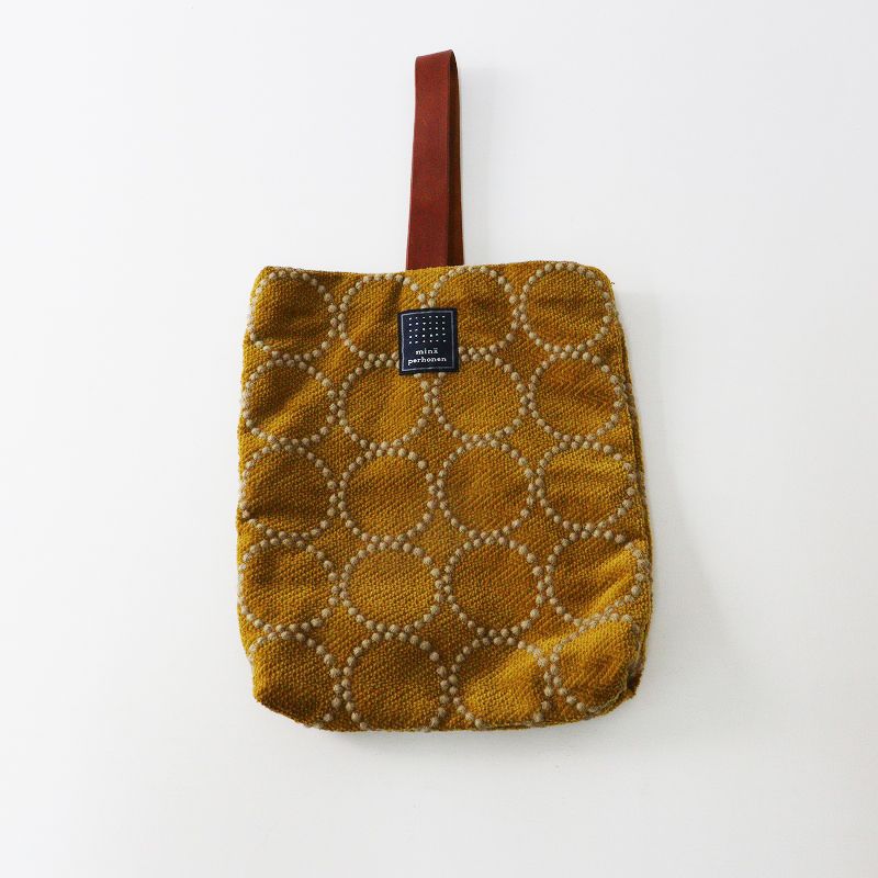 ミナペルホネン mina perhonen tambourine puisto bag カーキ 刺繍 コットン トートバッグ プイストバッグ