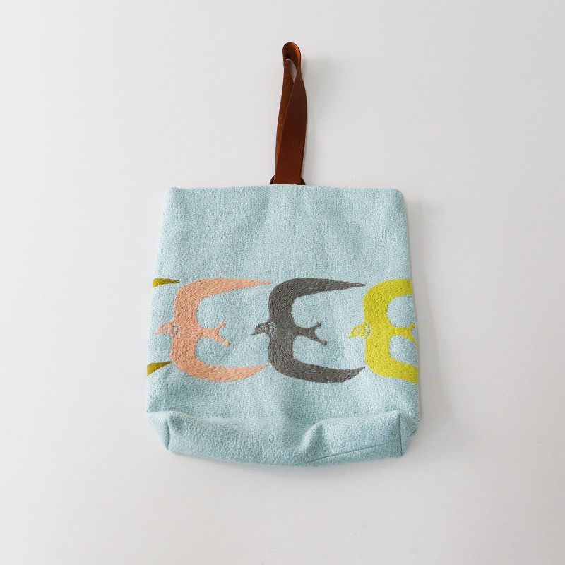 美品 ミナペルホネン mina perhonen puisto bag -go!-＼ライトブルー