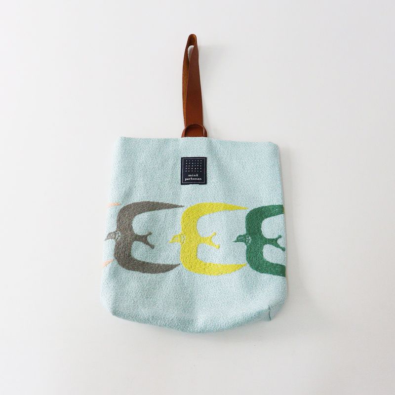 美品 ミナペルホネン mina perhonen puisto bag -go!-＼ライトブルー 