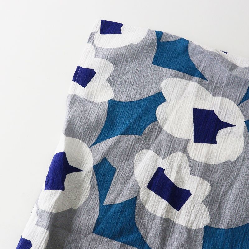 【新品未使用】SOU・SOUソウソウ　高島縮　野ばら　完売品 グッドデザイン賞 ソウソウ SOU SOU 京都 京型友禅 高島縮 貫頭衣 台形衣＼ブルー グレー