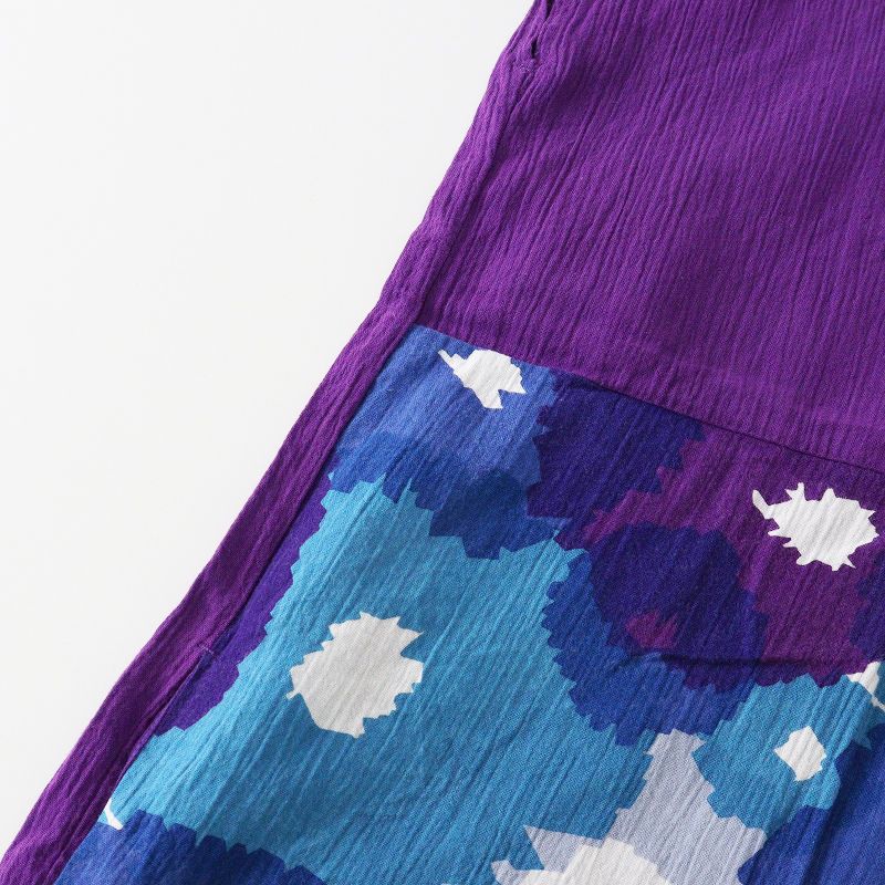 美品✨】ソウソウ ほのか ロングワンピース 高島縮 貫頭衣 紫 青