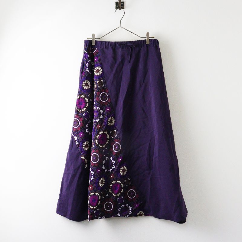 美品 ソウソウ SOU SOU 京都 モスリン 富士 サルエルパンツ 濃紫x華麗