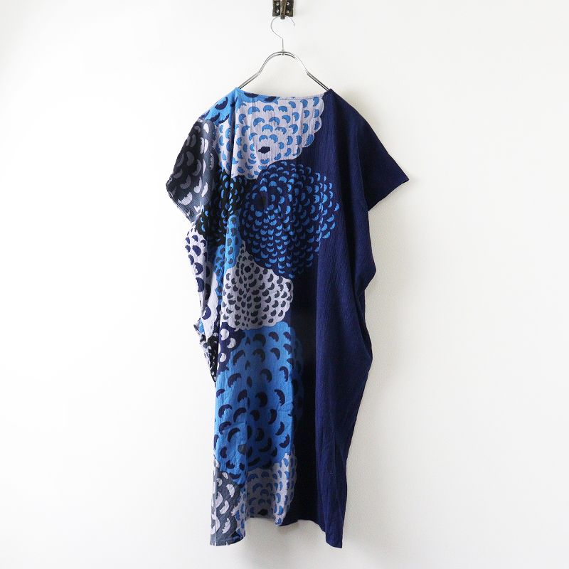 ソウソウ SOU SOU 京都 高島縮 長方形衣 ぽんぽんダリア＼ネイビー