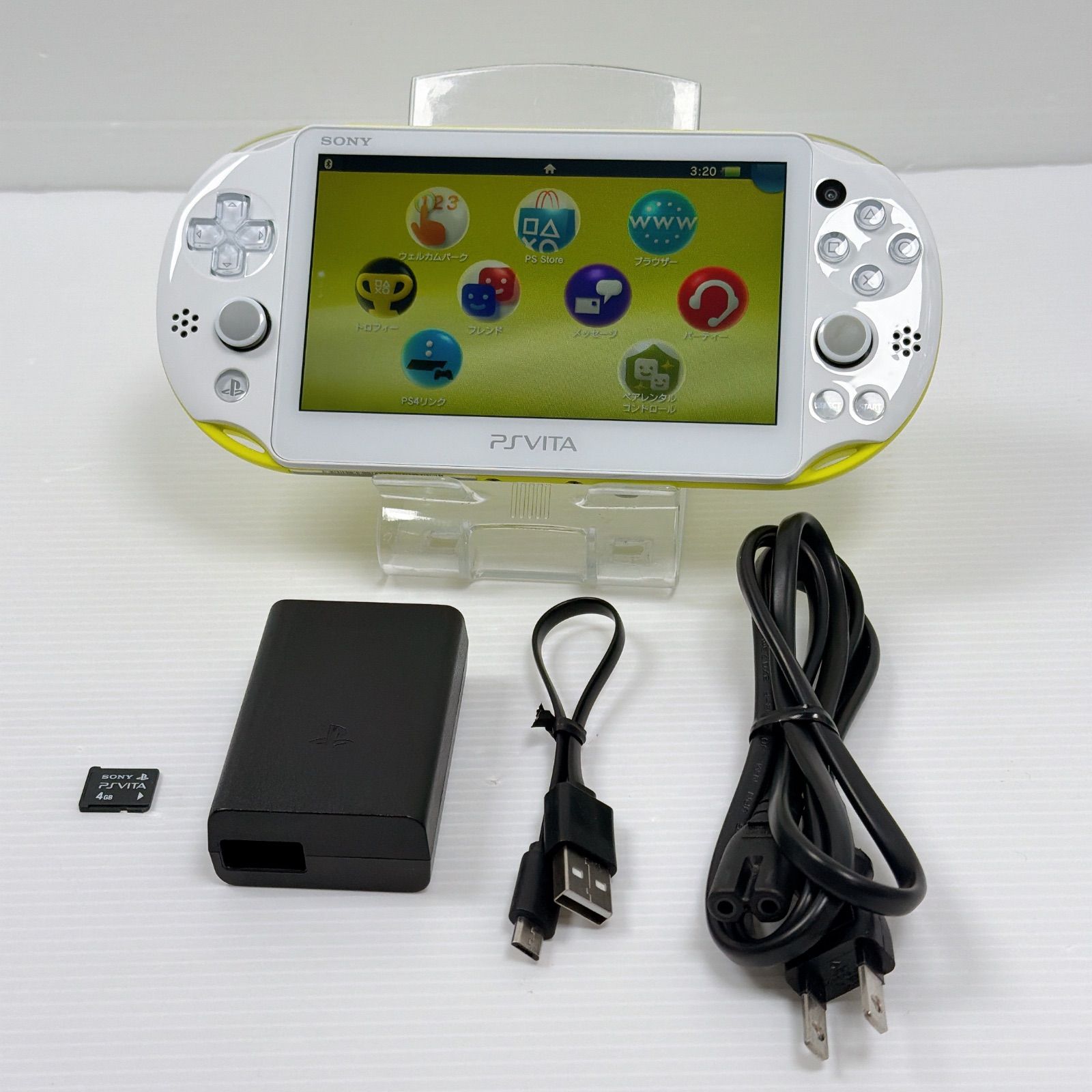 PSVITA PCH 2000 ライムグリーンホワイト PlayStation Vita FW 3.74 4 GB メモリカード付属 遊べるセット ソニー プレイステーション