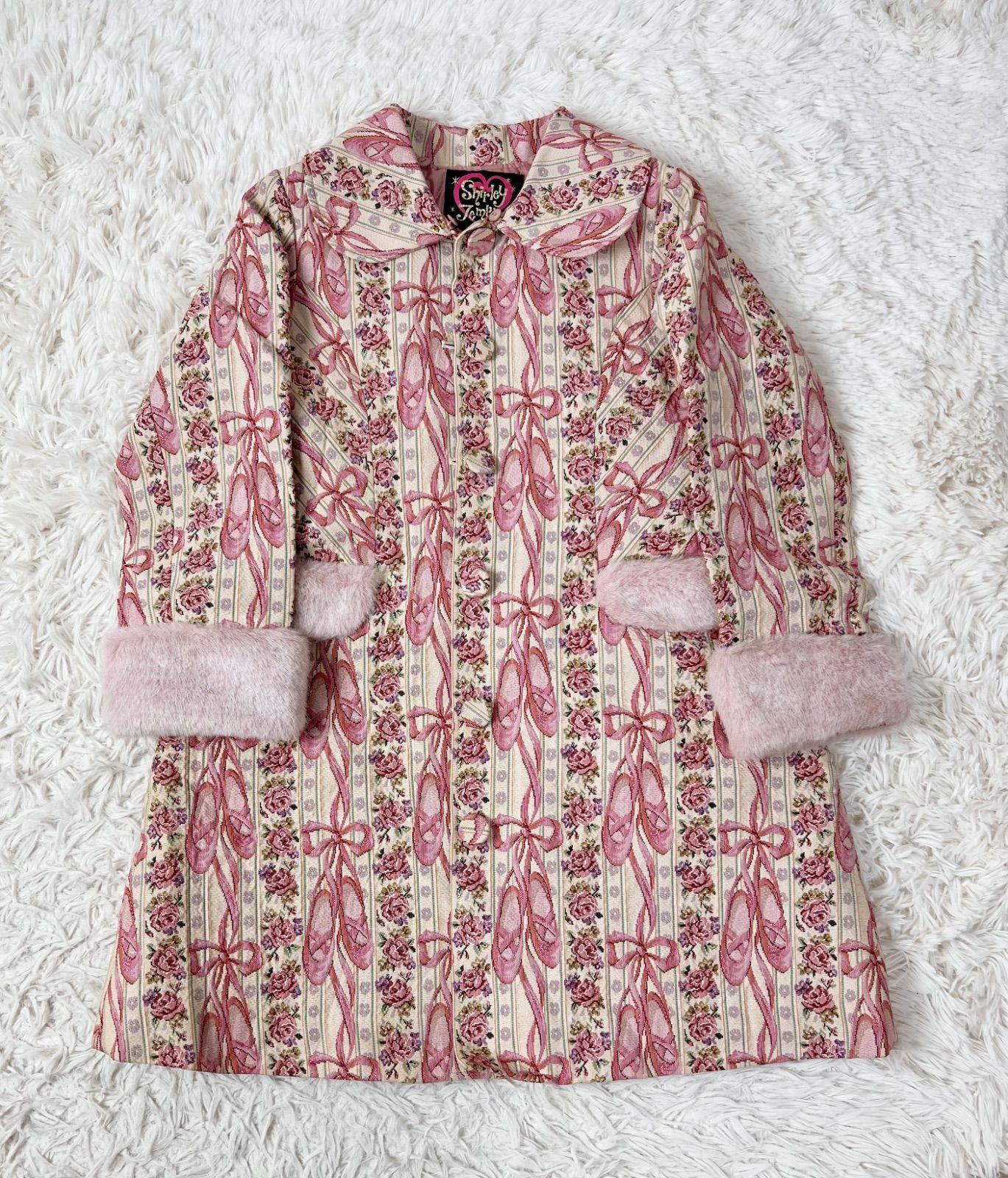 Shirley Temple シャーリーテンプル ゴブラン コート トゥシューズ バレエ ファー