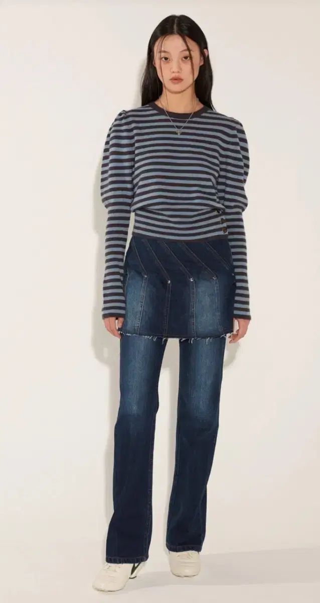 ソルティペブル スナップ スカート ジーン SNAP SKIRT JEAN ブルー