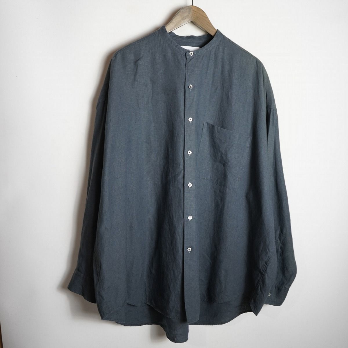 Graphpaper グラフペーパー Linen L|S Oversized Band Collar Shirt GM 222-50008. オーバーサイズ リネン シャツ フリー サイズ 119 P 2