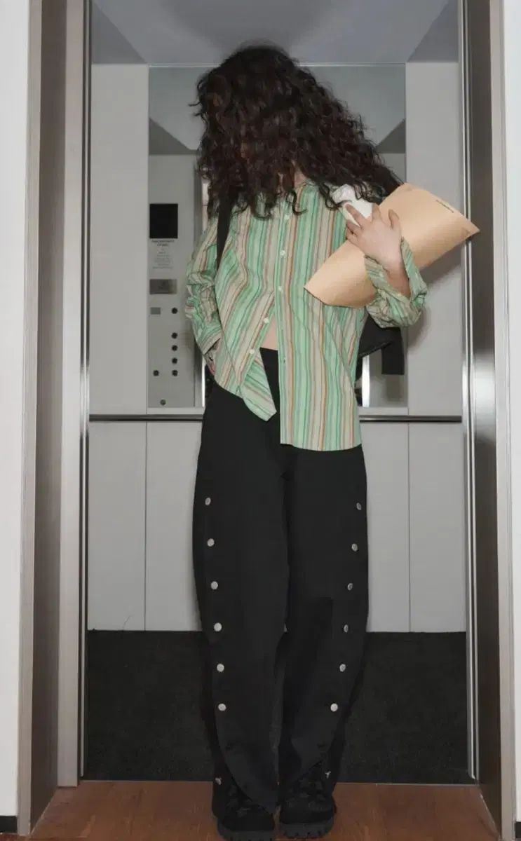 PLZPROJECT プリーズプロジェクト ヴィンテージ ストライプ シャツ グリーン